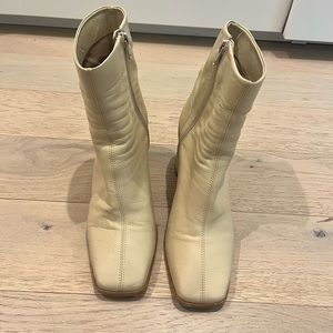 Bone colored free people block heeled booties size 9